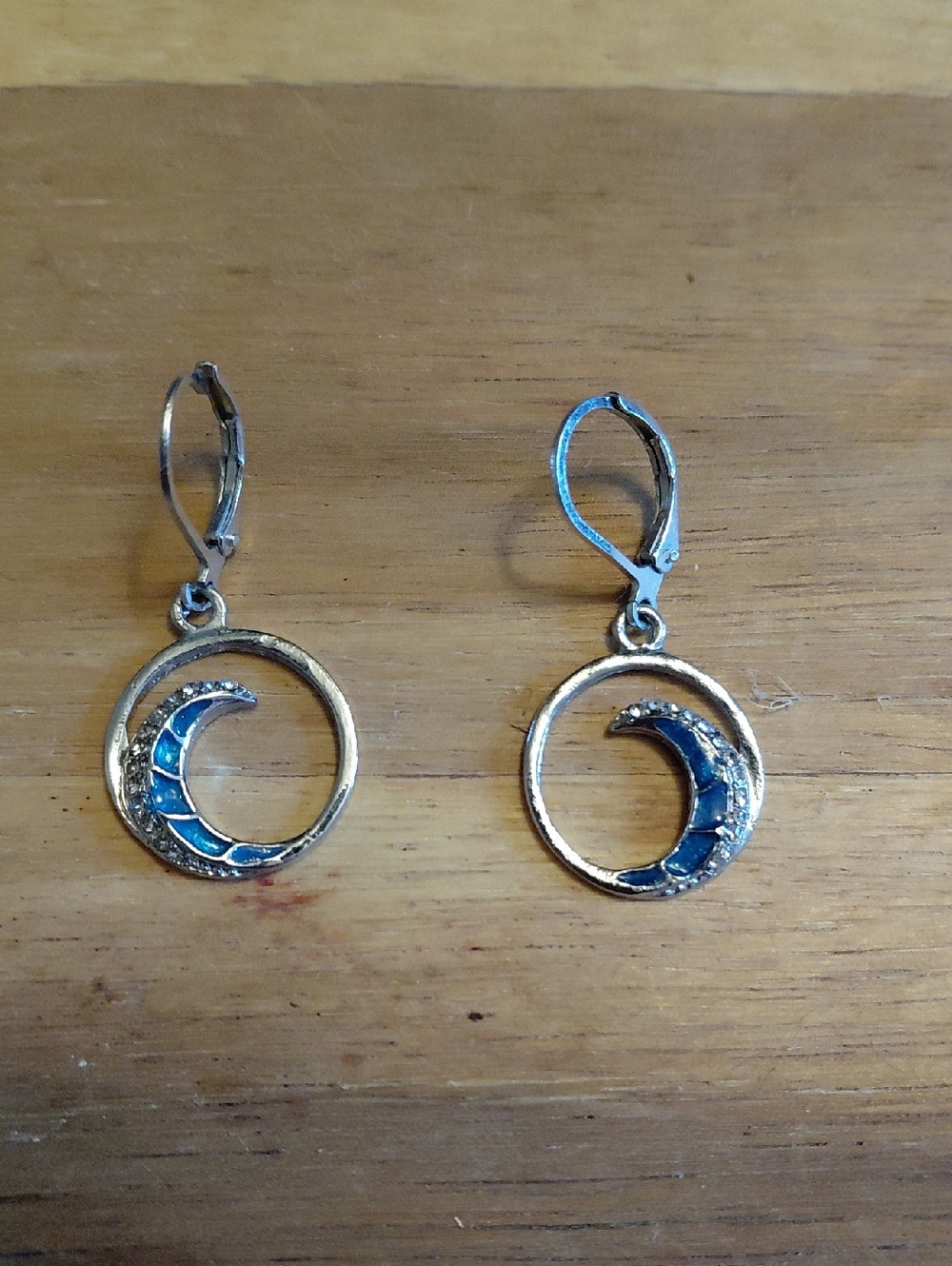 Blue Crescent Moon Drop Earrings - Women's Silver-Tone Jewelry